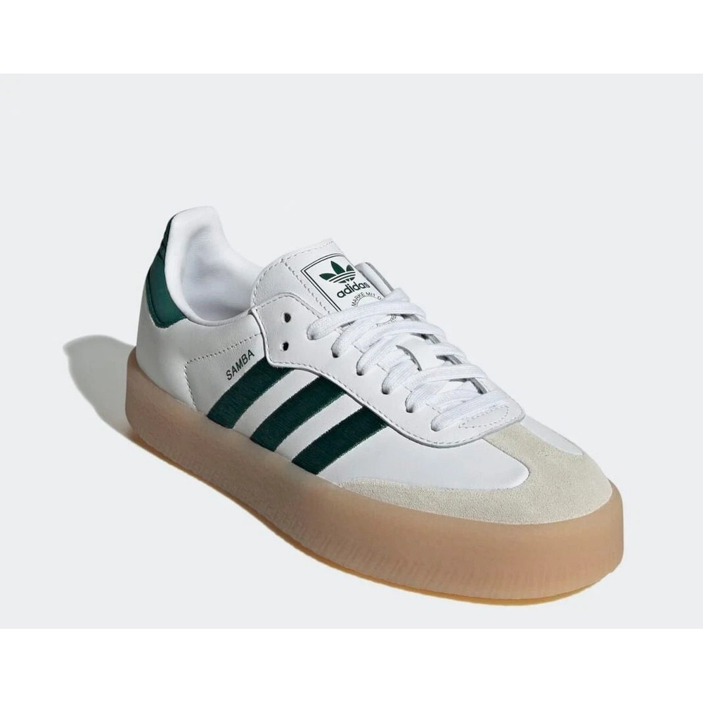 Adidas originals Women's SAMBAE Sneakers white/Green/Gum ID0440 Size 6.5 - NEW - Picture 3 of 8